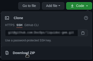 GitHub repository download button
